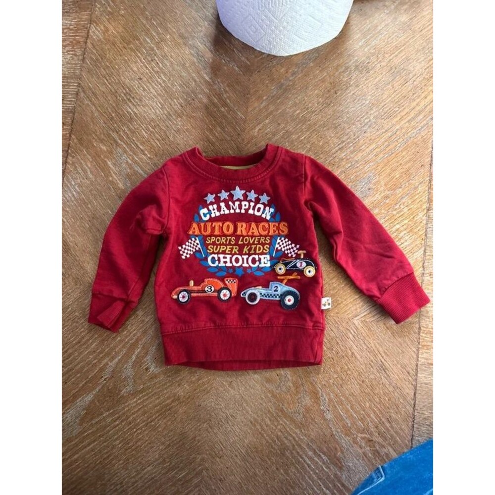 Lollipop Infant Boy Red Race Car embroidered Sweatshirt Pullover Size 6-12M